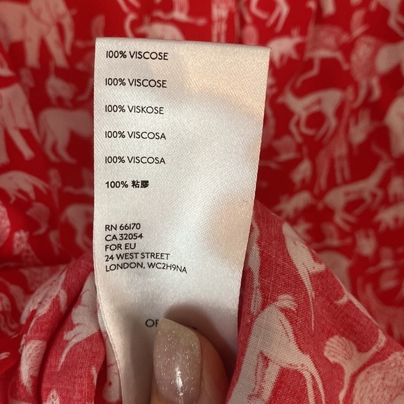 Anthropologie Maeve Red & White Animal Print Top - Size 10P - Picture 7 of 8